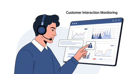 Fototapeta premium Customer Interaction Monitoring with Analyst and Data Dashboard