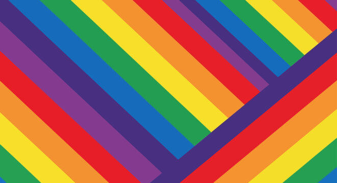 seamless rainbow stripe with a colorful geometric pattern of vibrant diagonal lines creating an abstract background for themes of diversity and pride.