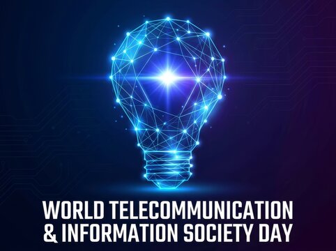 Digital network lightbulb representing global telecommunication innovation.