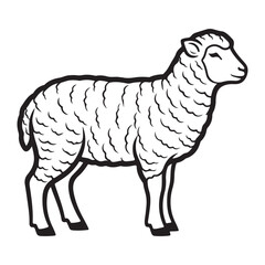 Sheep vector illustration with black outlines. Ideal for farm logos, animal coloring pages, and agricultural branding, representing livestock and rural life © Zulfa