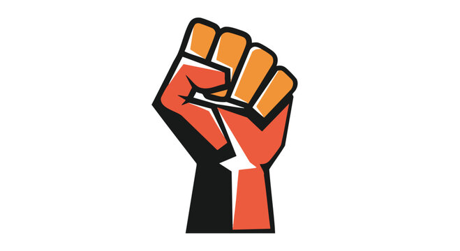 Vector illustration of worker solidarity with a raised fist symbolizing workers unity and strength