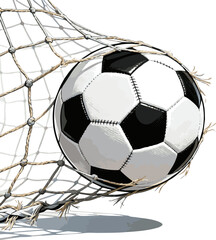 Fototapeta premium Isolated a realistic Soccer ball in net vector art with white background..