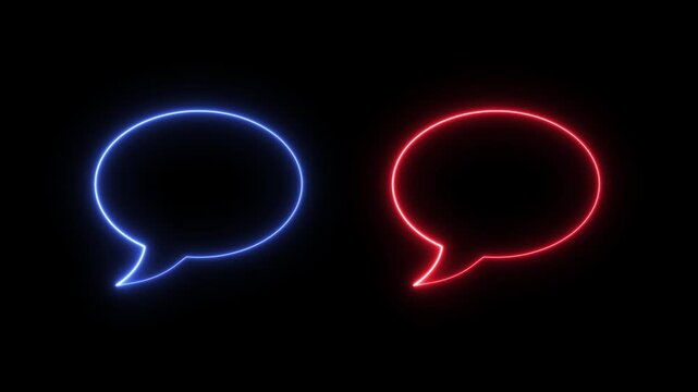 Neon speech bubble icon Animation featuring a 3d chat message icon for internet communication design with a blank dialog balloon shape