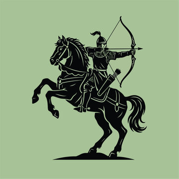 Warrior Riding Horse with Bow.