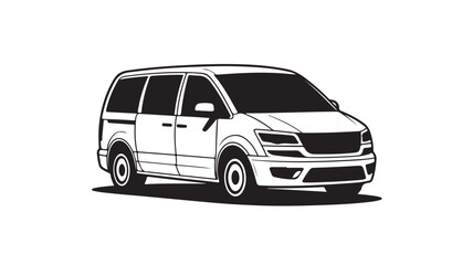 Black and White Minivan Silhouette For Transportation Concepts © Muhammad