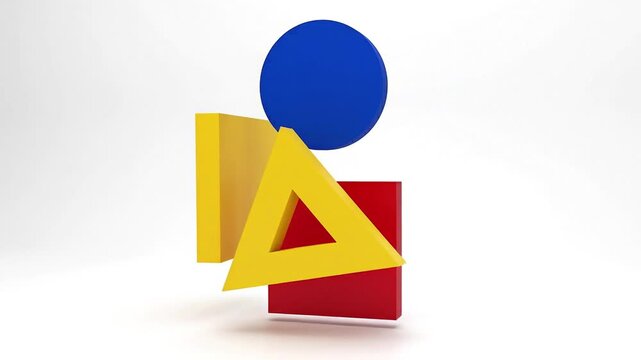 3D abstract geometric shapes Bauhaus style.