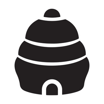 Beehive vector icon representing honey production and beekeeping. Ideal for organic food branding and agricultural logos