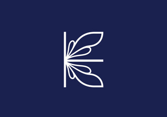 Modern minimalist white letter K logo with wing petals © alpen