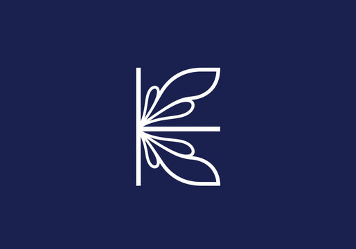 Modern minimalist white letter K logo with wing petals