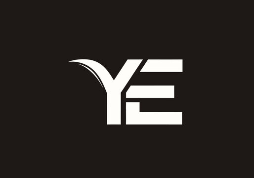 Modern minimalist YE monogram logo design on black background