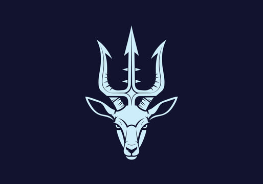 Stylized antelope head logo with trident horns on dark background
