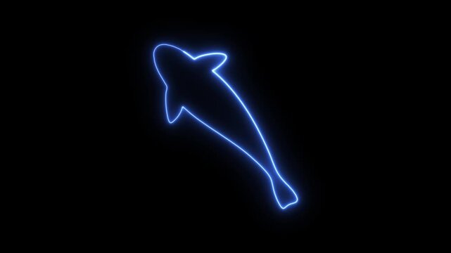 Animated Neon Ichthys Christian Fish Icon with Glowing Effect on Dark Background