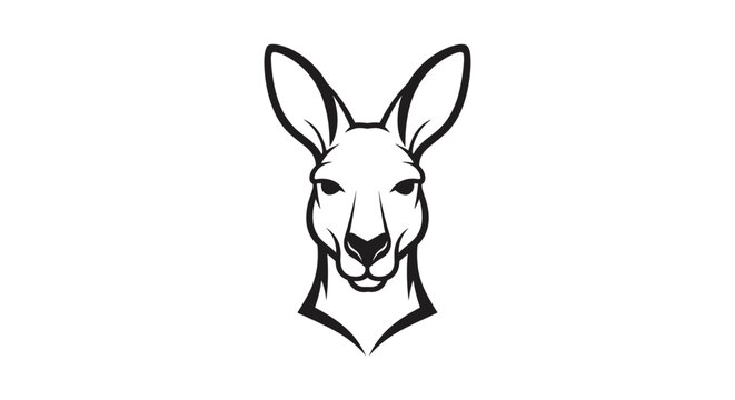 Kangaroo Face Close Up Portrait Black.