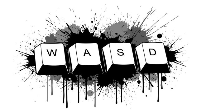 Keyboard keys with letters WASD.