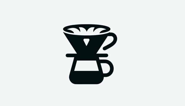 Pour Over Coffee Maker Icon Simple Black Silhouette.