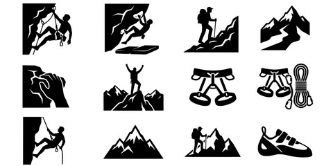 Obraz premium Rock Climbing Bouldering Silhouette