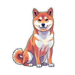 Fototapeta premium Cute Shiba Inu Dog Sitting Happily.
