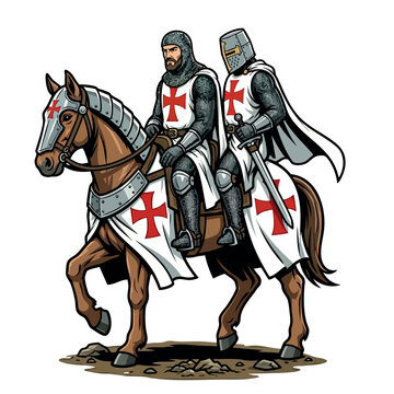 Two Knights Templar Riding One Horse Symbol of Poverty