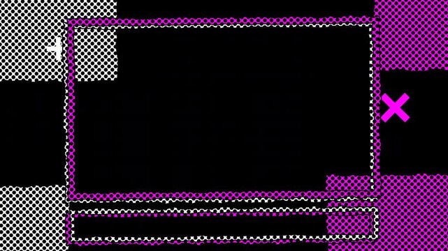 Retro punk style pop art frame animation featuring bold neon pink halftone patterns and dynamic graphic elements for digital content backgrounds