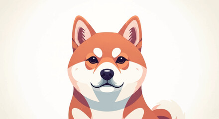 Fototapeta premium Cute Shiba Inu Dog Portrait Illustration.