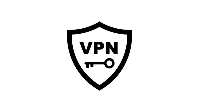 VPN Security Shield Icon with Key Symbol. Virtual Private Network Protection. Secure VPN Connection Symbol on White Background.