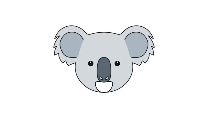 Cute cartoon koala bear face closeup.
