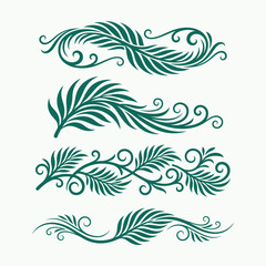 Fototapeta premium Elegant Green Floral Divider Ornament Vector Collection Set