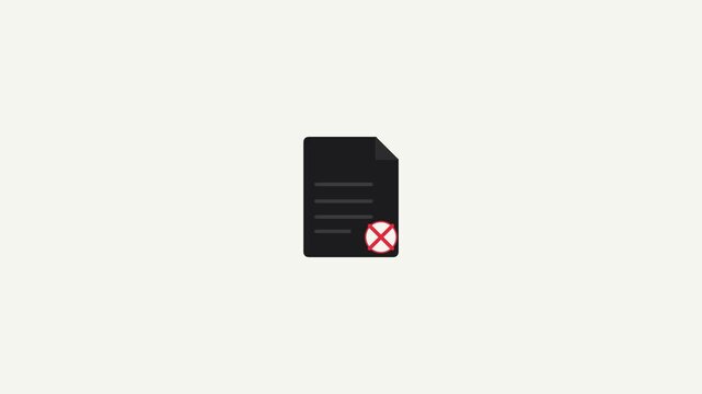 Delete Document Error Animation with File Removal Warning Symbol and Minimal Interface