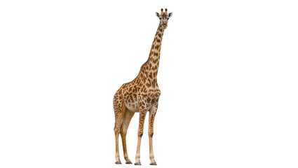 Majestic giraffe with distinctive patterned coat, isolated on transparent background © Aliona