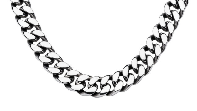 Thick polished silver curb chain necklace, isolated on transparent background