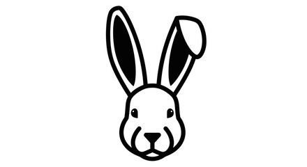Obraz premium Black and white rabbit head illustration.