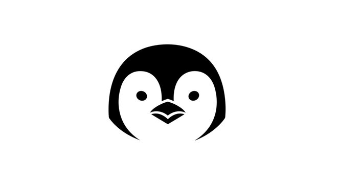 Black and white penguin face icon.