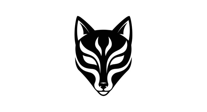 Black and white wolf head logo.