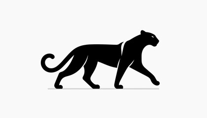 Naklejka premium Black Panther Silhouette Walking Side View Isolated.