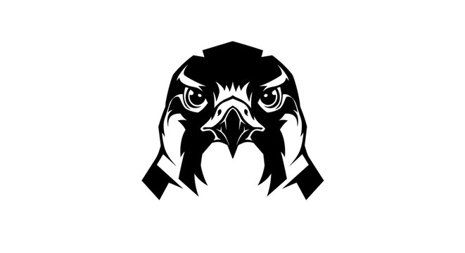 Black and white eagle head illustration.