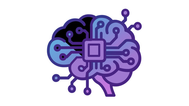Brain and gear concept vector icon with editable stroke representing machine logic and digital innovation illustration, perfect for modern technology projects and minimalist web design elements.