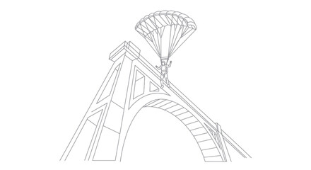 Skydiver jumps from bridge with parachute © ONE