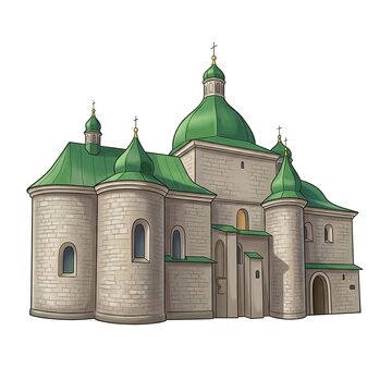 Ternopil Three-cornered church isolated on a white background