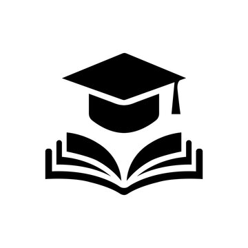 Graduation cap and diploma vector icon representing education achievement and academic success