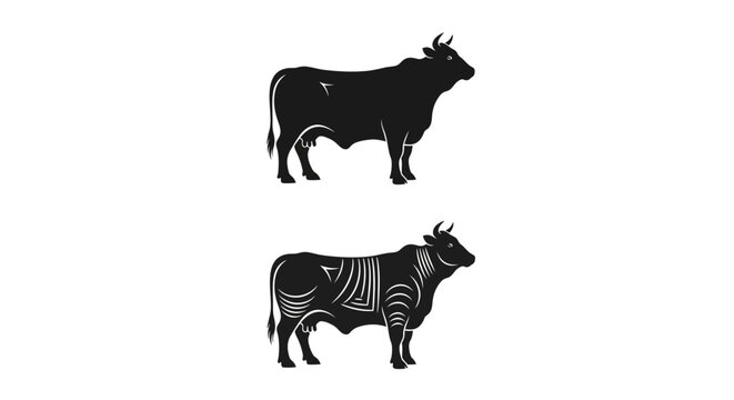 Black and white bull silhouettes with decorative line patterns.