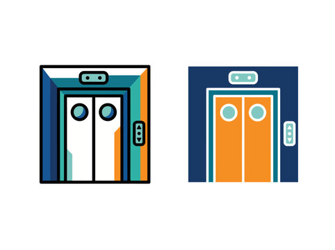 These modern elevator icons showcase a distinctive design in contrasting colors, suitable for user interface elements, applications, or architectural visuals.