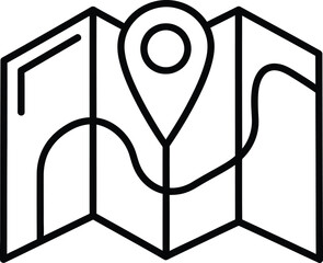 Folded paper map icon with a location pin marker © SHIRIN