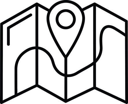 Folded paper map icon with a location pin marker