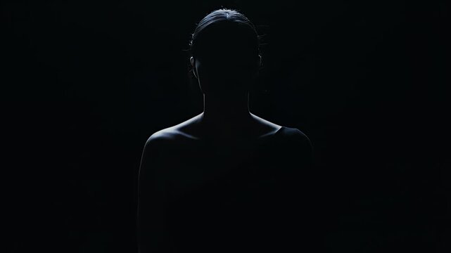 Mysterious Figure Silhouetted in Darkness - A Dramatic Portrait.