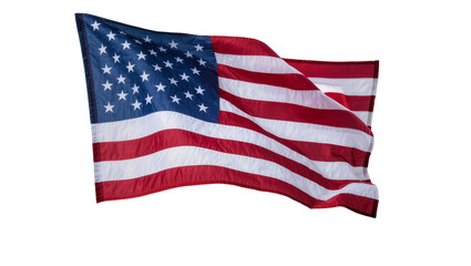 Fototapeta premium Waving American flag with stars and stripes, isolated on transparent background