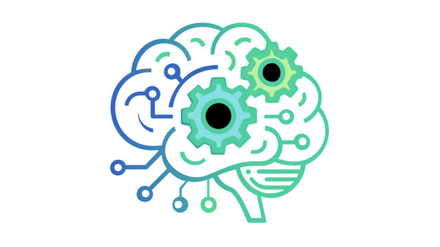 Digital brain with circuit patterns and lightbulb editable stroke vector icon for innovation, creative ideas, and smart technology solutions in a thin line minimalist style on white background.