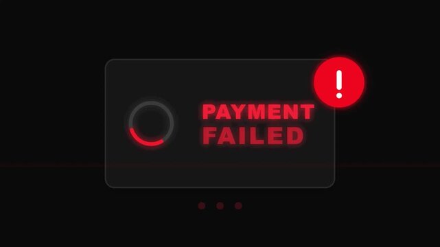 Payment failed notification with error icon on screen