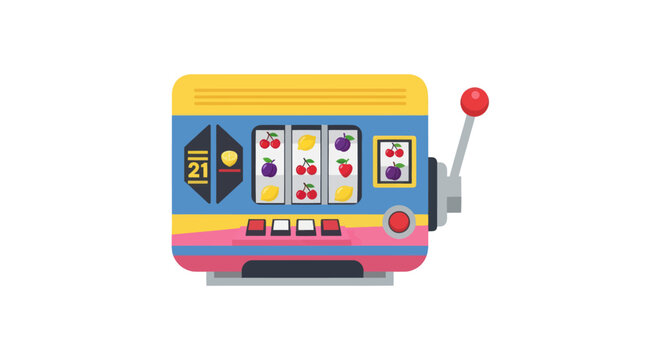 Vintage casino slot machine vector illustration isolated on white