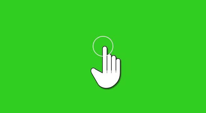 White hand icon pointing finger on green background for user interaction