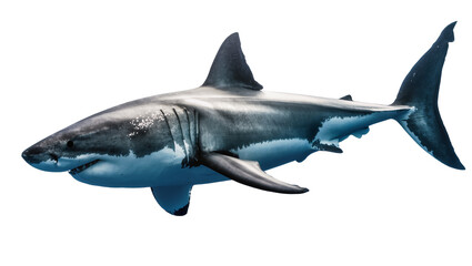 Fototapeta premium Great white shark swimming, isolated on transparent background